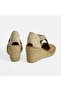 Beige Women's Rubber Banded Wedge Heeled Suede Espadrille - 7