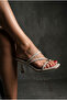 Women's Special Design Thin Strap Thin Heeled Beige Evening Dress Slippers with Flip-Flop Accessories