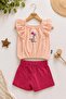 Girls' Two-Piece Summer Set with Embroidered Sleeve Detail and Heart Design