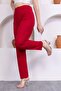 Pocket Detailed Knitted Fabric Women's Trousers 0040-Red - 2