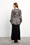 Leopard Patterned Blouse Skirt Set - Mink - 5