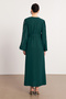 Abaya with Stone Embroidered Sleeves - Emerald - 5