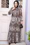 Patterned Gray Hijab Dress 52721Gr - 4