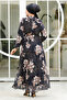 Floral Patterned Black Hijab Dress 50355S - 5