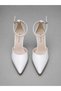 White Skin 8.5 cm Belt Strap Pointed Toe Stiletto Thin Heels Women Shoes - 3
