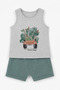 0-18 Months Baby Boy Kids Dinosaur Print Tank Top Shorts Summer 2-Piece Set Green 3562 - 2