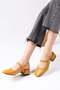 Ella Mustard Color Open Back Women's Low Heeled Shoes - 5