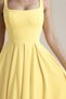 Women's Atlas Fabric Flared Cut Thick Strapped Long Wedding Engagement Promise Event Dress - 5