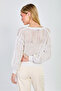 Women's 3-Button Openwork Cardigan - Natural - 5