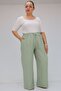 59021 Large Size Muslin Wide Leg Trousers with Elastic Waist - Nefti - 2