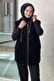 Sequined Embroidered Hooded Velvet Vest - 3