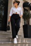 Black Plus Size High-Waist Steel Knit Stretchy Skinny Pants - 5