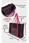 Large Size Waterproof Pilsa Beach Shoulder Bag - Black (with Fuchsia Piping) - 2
