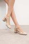 Avila Nude Colored Blunt Toe Women's Heeled Shoes - 2