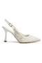 White Women's Wedding Dress Crystal and Stone Embellished Comfortable Heeled Evening Dress Shoes Seferi̇-F - 2