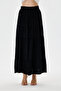 Black Italian Elastic Waist Long Viscose Skirt Size 38 - 42 - 4