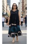 Elastic Waist at the Back, Front Deep Slit, Capri Pants, Japanese Sleeves, Double Layered Bluz, Two-Piece Set - 4