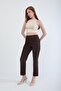 Women's Waist Lycra Side Pocket Jean Trousers - Brown - 3