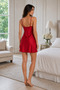 Women S Lace-Trimmed Satin Nightgown - Sheer Straps & Stylish Mini Home Wear - 4