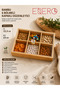 Esero Bamboo Rectangular Snack Bowl 6 Compartments Organizer Box with Lid 33.5X23 cm Nuts Turkish Delight Candy Chocolate Storage and Presentation Box - 3