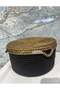 Jute Wicker Black Gold 15X25 cm Makeup Basket and Storage Box Dowry Gift Box