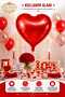 Foil Heart Balloon Red 75 cm Helium Gas Compatible Lover Gift - 4