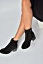 Z555671002 Black Genuine Leather Suede Thick Heeled Women's Boots - 2
