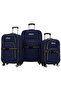 With Safety Straps - Waterproof Fabric - 4 Wheels - with Bellows - Very Lightweight - 3 Piece Suitcase Set
