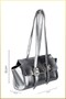 Women's Clamshell Shoulder Bag with Buckle Detail - Silver - 2