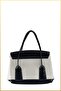Women's Garnished Linen Hand and Shoulder Bag - Black - 3