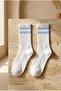 Men's Towel Sole Striped Short Socks White/Blue - 3