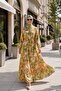 Women's Buttoned Patterned Modal Fabric Green Dress - 3