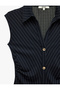 Slim Fit Sleeveless Midi Length Fancy Buttoned Sleeveless Striped Shirt Dress - 7