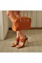 Women's Orange Crocodile Printed Thin Heeled Leather Evening Dress Sandals - 8