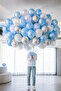 50 Pieces A. blue-white-silver Metallic Balloon, 5 Mt Balloon Chain, Party Balloon Set
