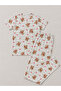 Women's 100% Cotton Combed Patterned Short Sleeve Pajamas Set - 2