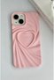 Apple iPhone 13 - 14 - 15 Compatible 3D Matte Satin Heart Embossed Patterned Anti-Impact Silicone Case - 7
