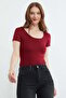 Basic U Neck Cropped T-Shirt - 3