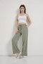 Wide Leg Gabardine Trousers with Tassels