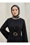 Front Tie Accessory Detail Dress-Black - 3