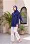Robadan Ruffled Buttoned Rayon Tunic - Dark Blue - 5