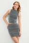 Elastic Waist Stone Glitter Mini Skirt - 4