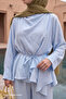 Baby Blue Shirt Set with Cape - 2