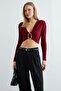 Draped Buckled Shoulder Shoulder Pad Piece Crop Blouse - 3