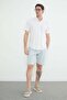 Elastic Waist Linen Look Pocketed Shorts