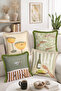Cocktail Glass, Wine Bottle, and Hand-Illustrated Set of 4 Fringed-Tasseled Throw Pillow Covers - 2