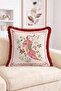Floral and Plant Motif Leopard Figure Fringed-Tasseled Throw Pillow Cover Retro Decorative Pillowcase - 2