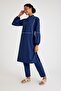 Piped Swimsuit Navy Blue - 2