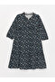 Two Mt Shop Quality Lcw Kids Black Oval Collar Patterned Girls' Dress