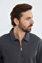 Zippered Polo Neck Piqué T-Shirt - 6